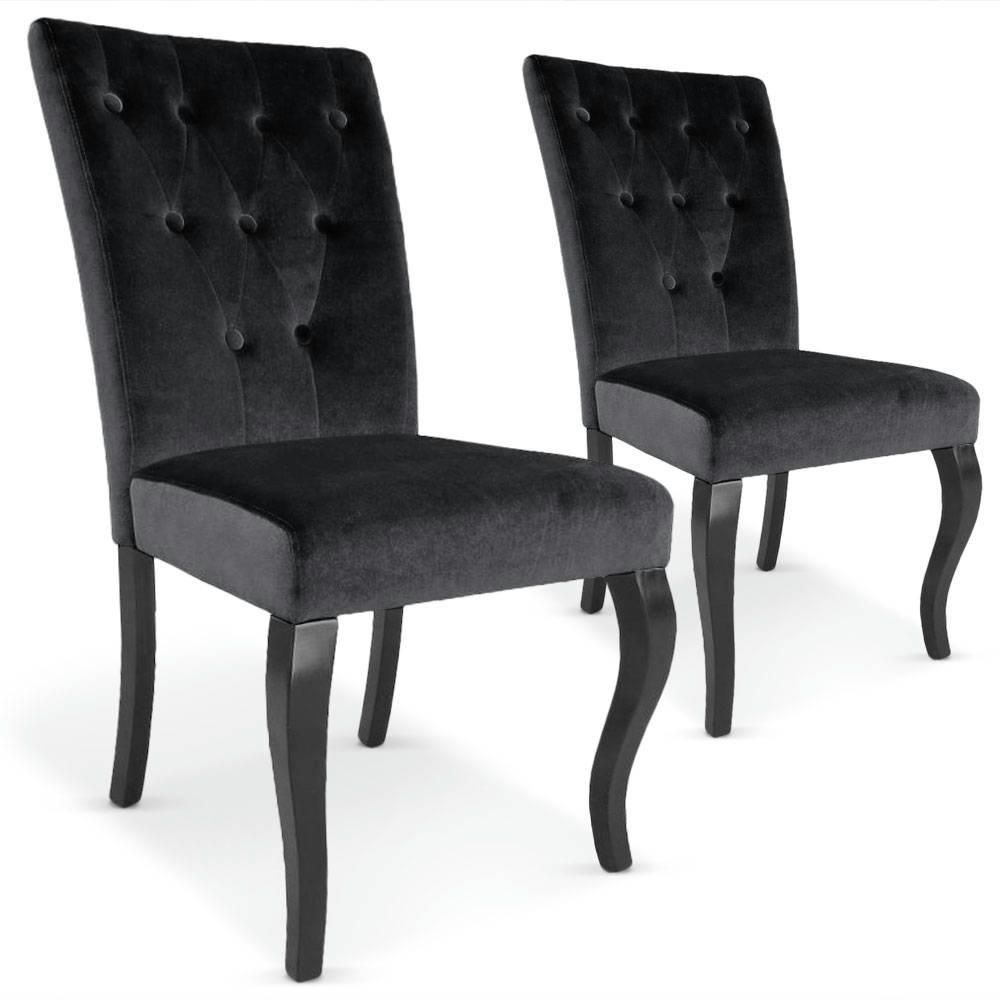 BEATA - Lot de 2 chaises velours noir