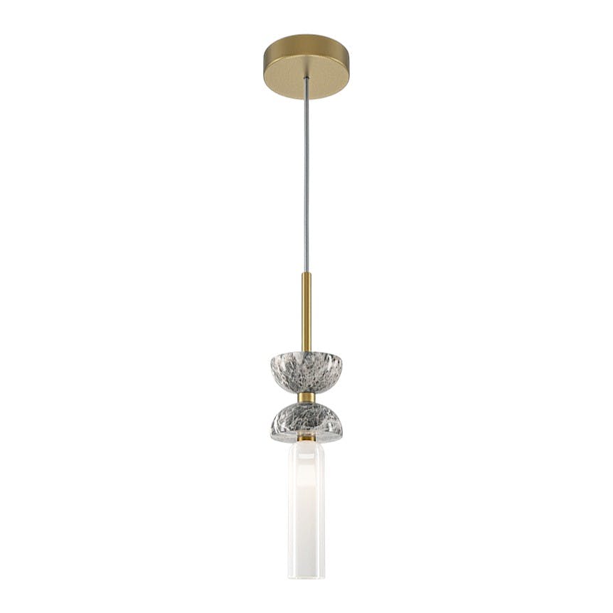 Suspension design – sablier marbre gris & verre blanc ENID