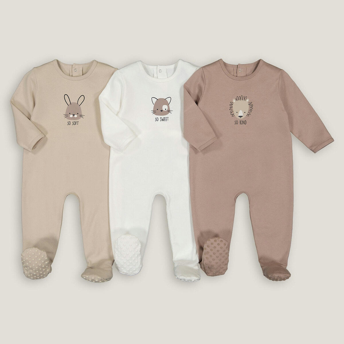 Lot de 3 pyjamas 1 pièce en coton