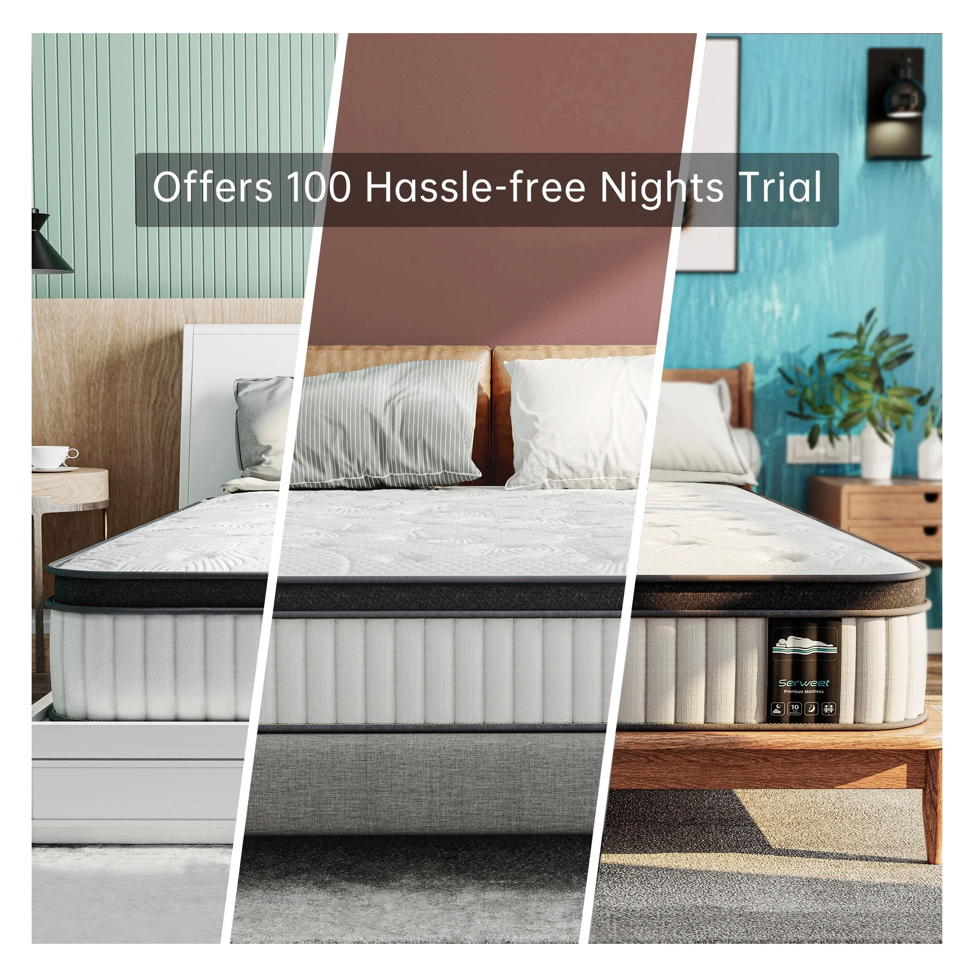 10-Inch Hybrid Memory Foam Pocket Spring Mattress,Mideum Comfort,For Kid's Room,Guest Room