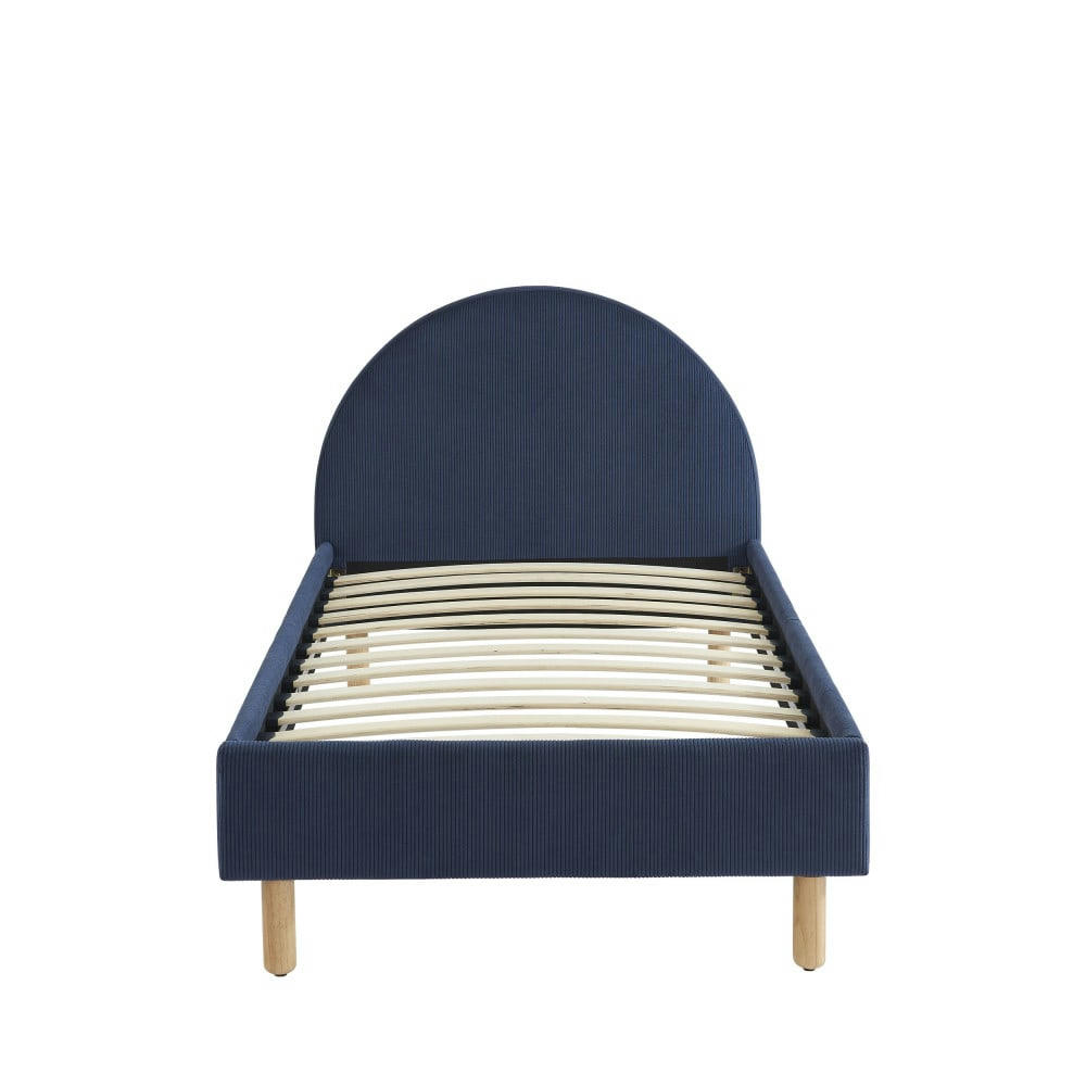 KIEL - Lit en velours côtelé 90x190cm bleu marine