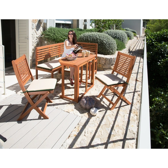 Gartenmöbel, 3 Sitzplätze, Eukalyptusholz, inkl. Auflagen