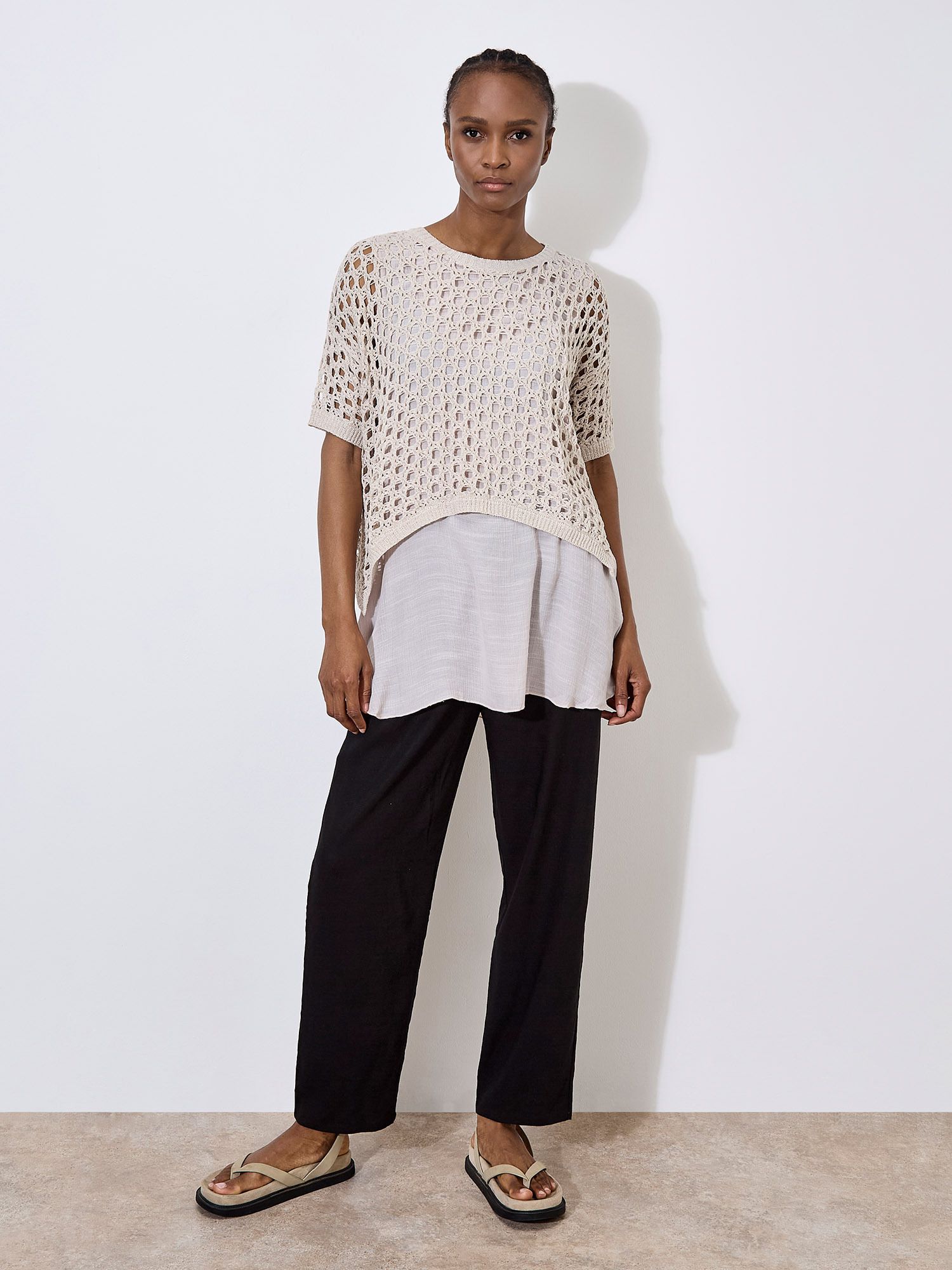 Apricot Shimmer Mesh Layered Tunic Top