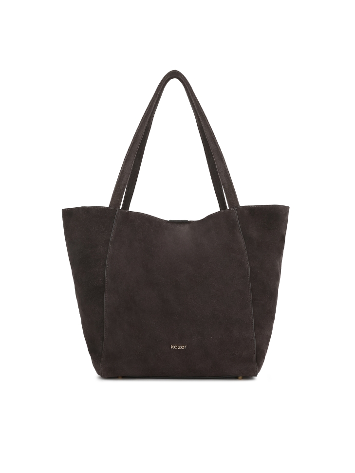 Grey suede shopper bag