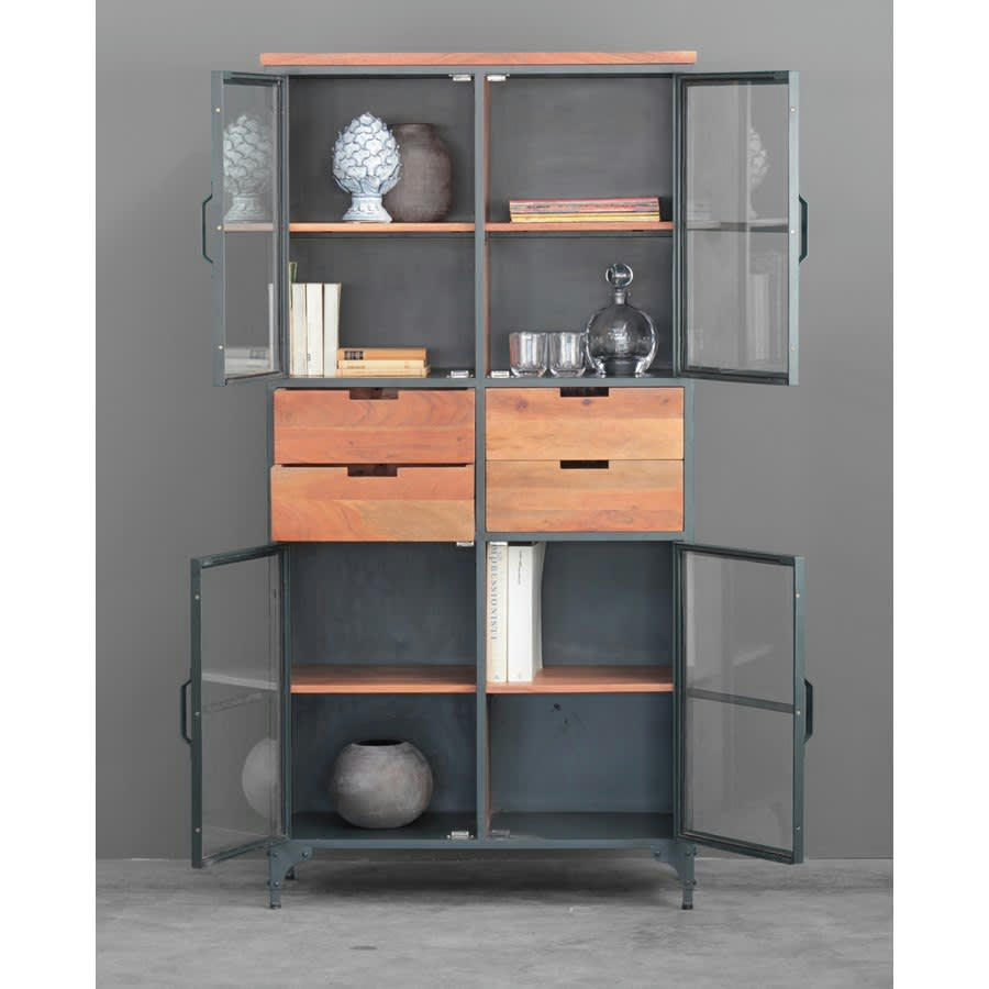 GARAGE - Buffet en métal et manguier à 4 portes