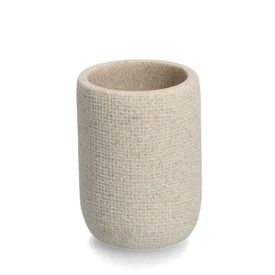 Zeller tandenborstelhouder - kunststeen - beige - 7 x 10 cm