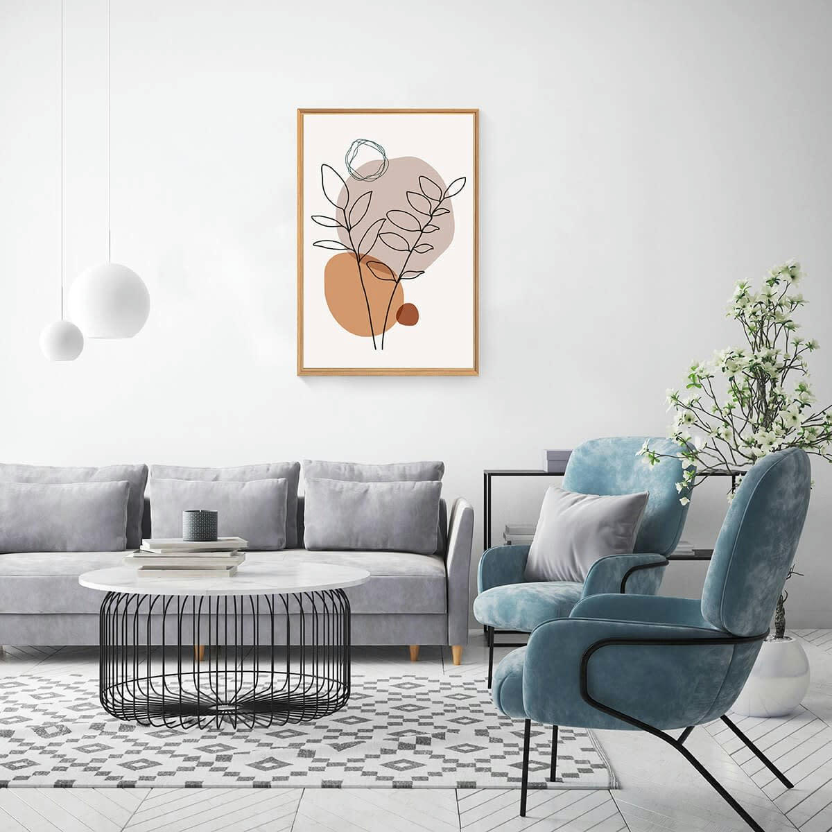 CHARME ROMANTIQUE - Tableau mural encadré fleur 65x97 cm