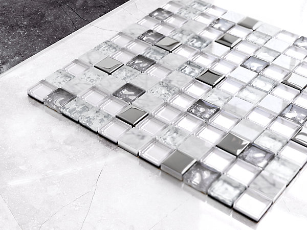 Mosaïque en verre sur filet pour salle de bain ou cuisine 30 cm x 30 cm - Mixture