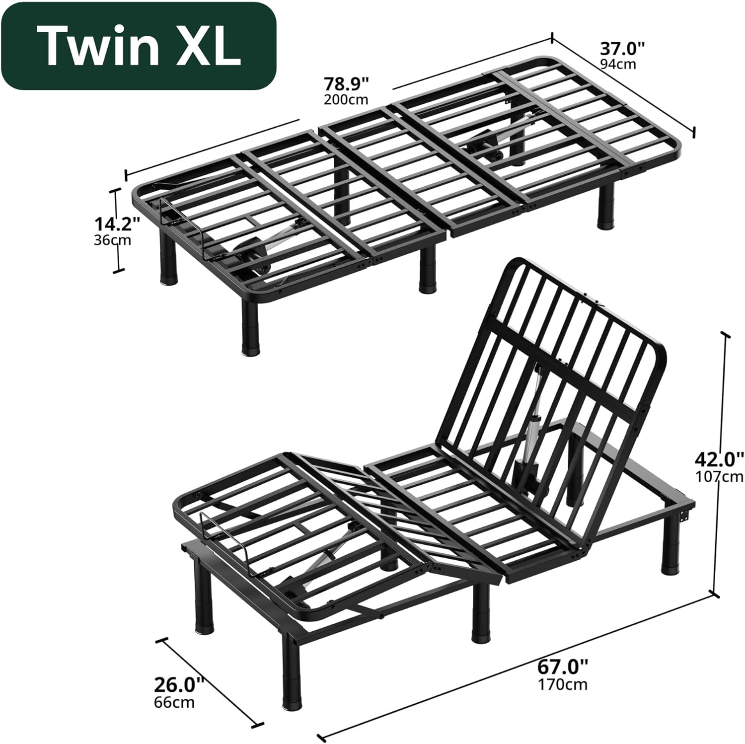 SunsGrove Twin XL Adjustable Bed Frame with Wireless Remote, Zero Gravity, Head & Foot Incline, Anti-Snore, Memory Presets, Quiet Motor, Electric Bed with Adjustable Leg Heights