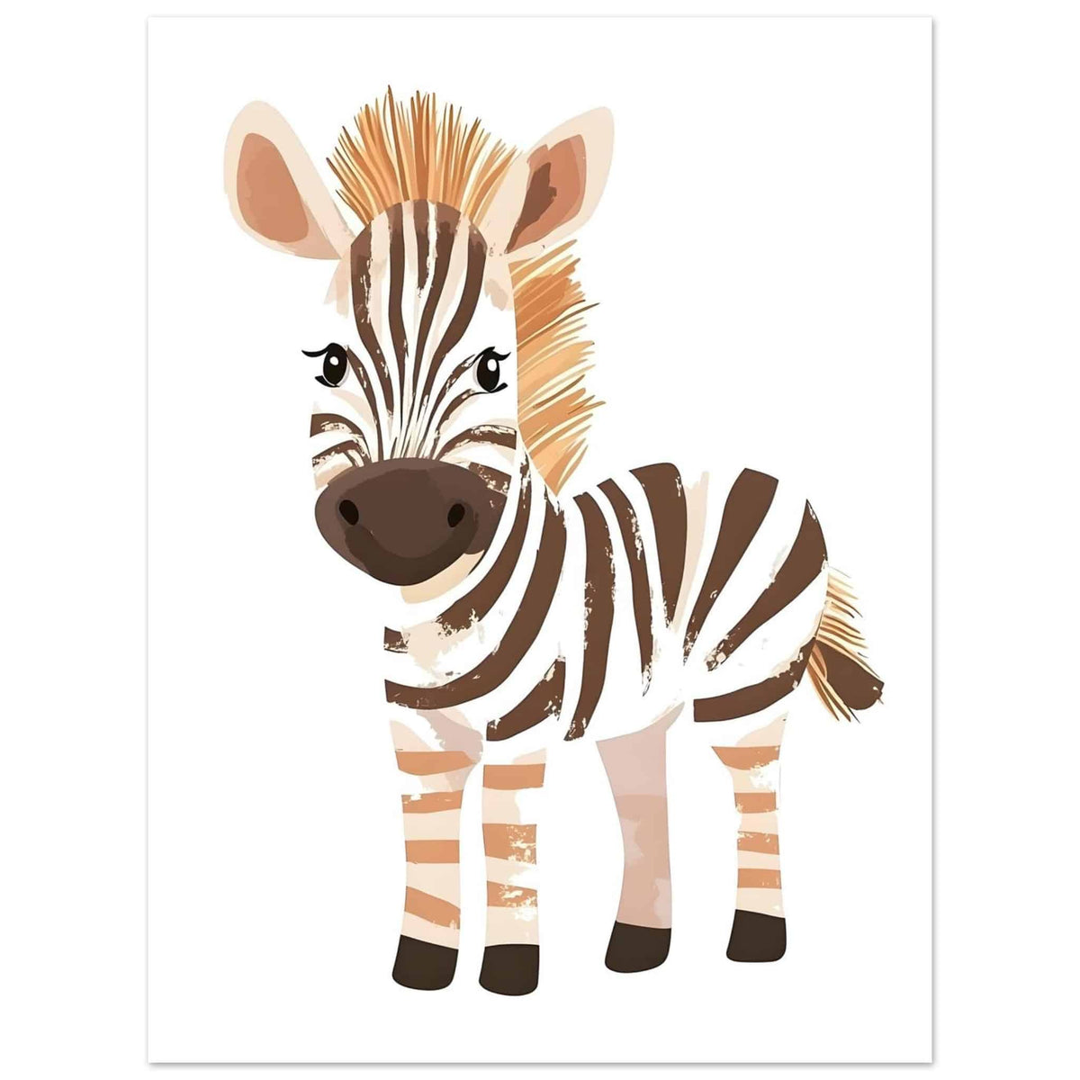 Artfulprints Poster Lieve zebra  - 30x40 cm - Zwart / Wit