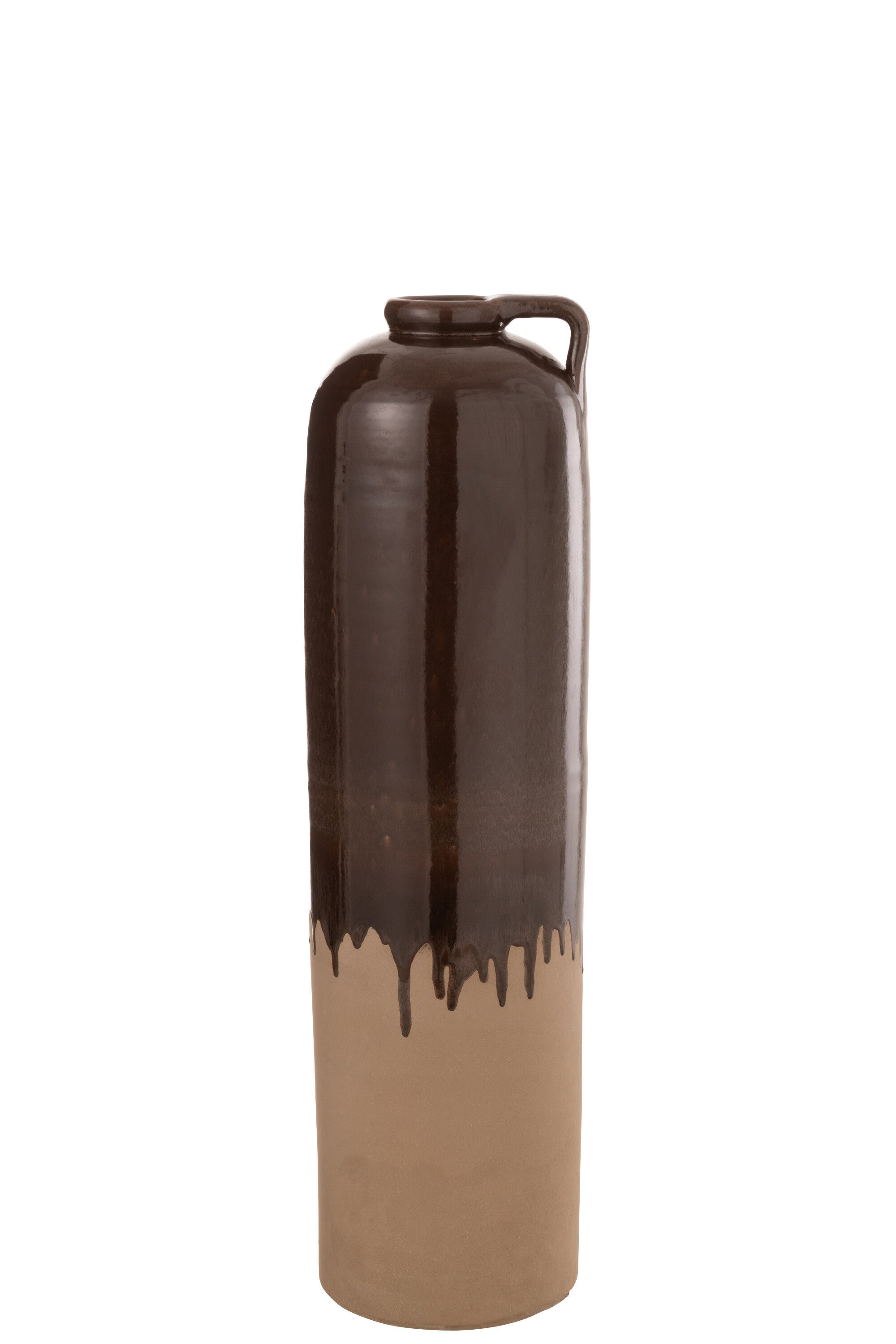 J-Line vaas Handvat - keramiek - beige/bruin - medium - 68 cm hoog