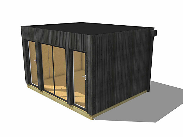 Bureau de jardin 4 saisons en bois 4,4 x 3,5 x 2,7 m / isolation RE2020 avec plancher isolé