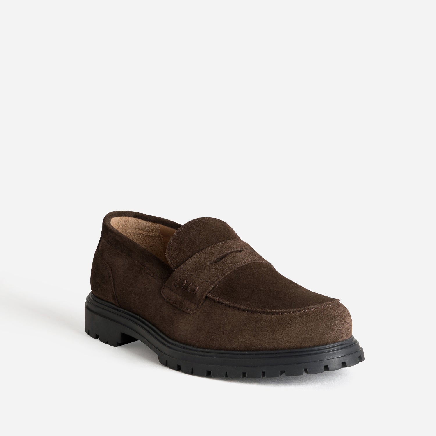 Mocassin marron cuir velours