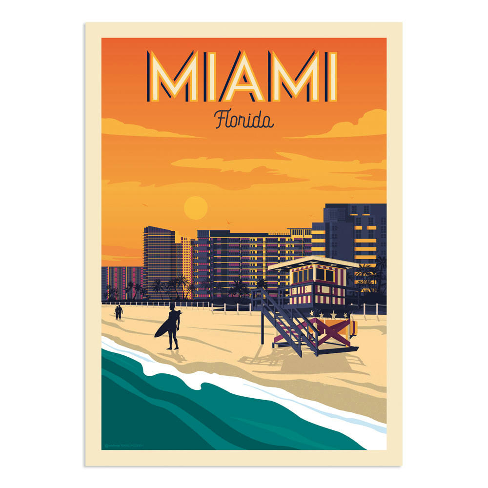 - Affiche Miami  30x40 cm
