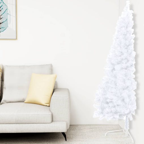 NNEVL Artificial Half Christmas Tree with Stand White 210 cm PVC