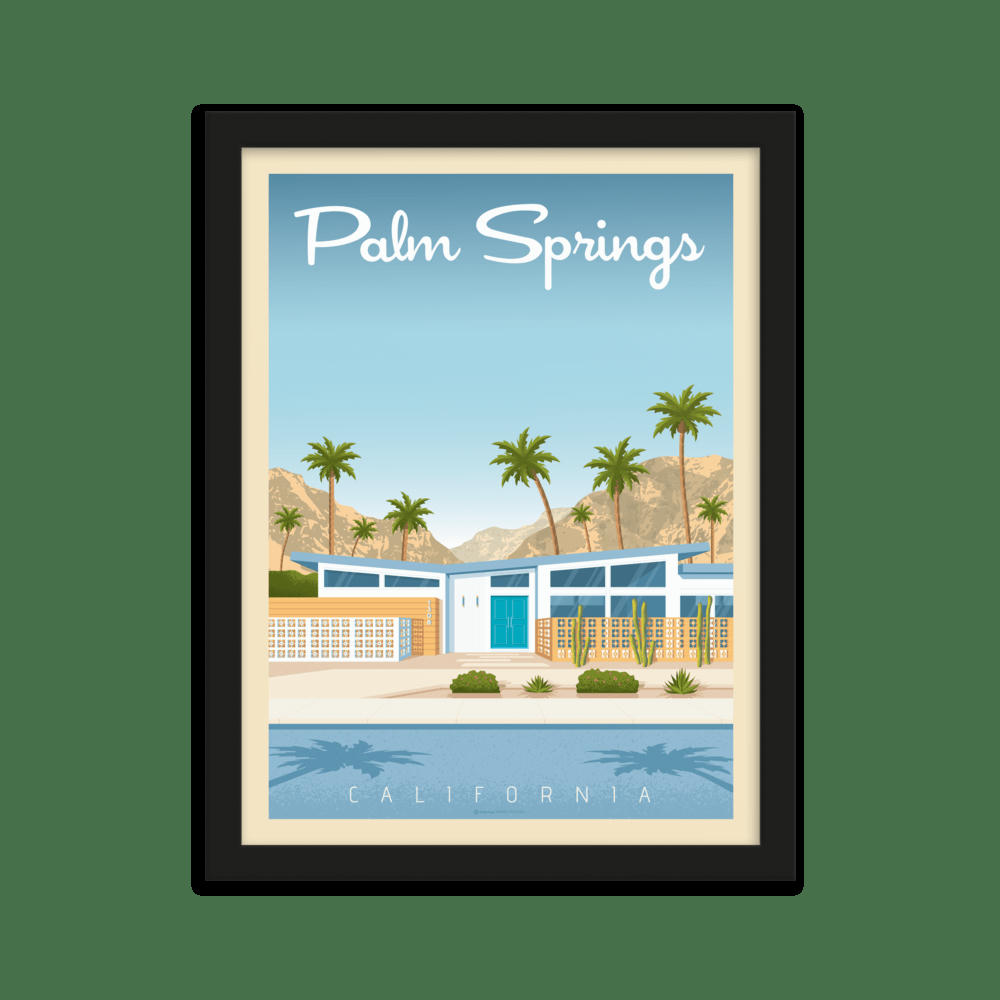 - Affiche Palm Springs Etats-Unis + Cadre Bois noir 21x29,7 cm