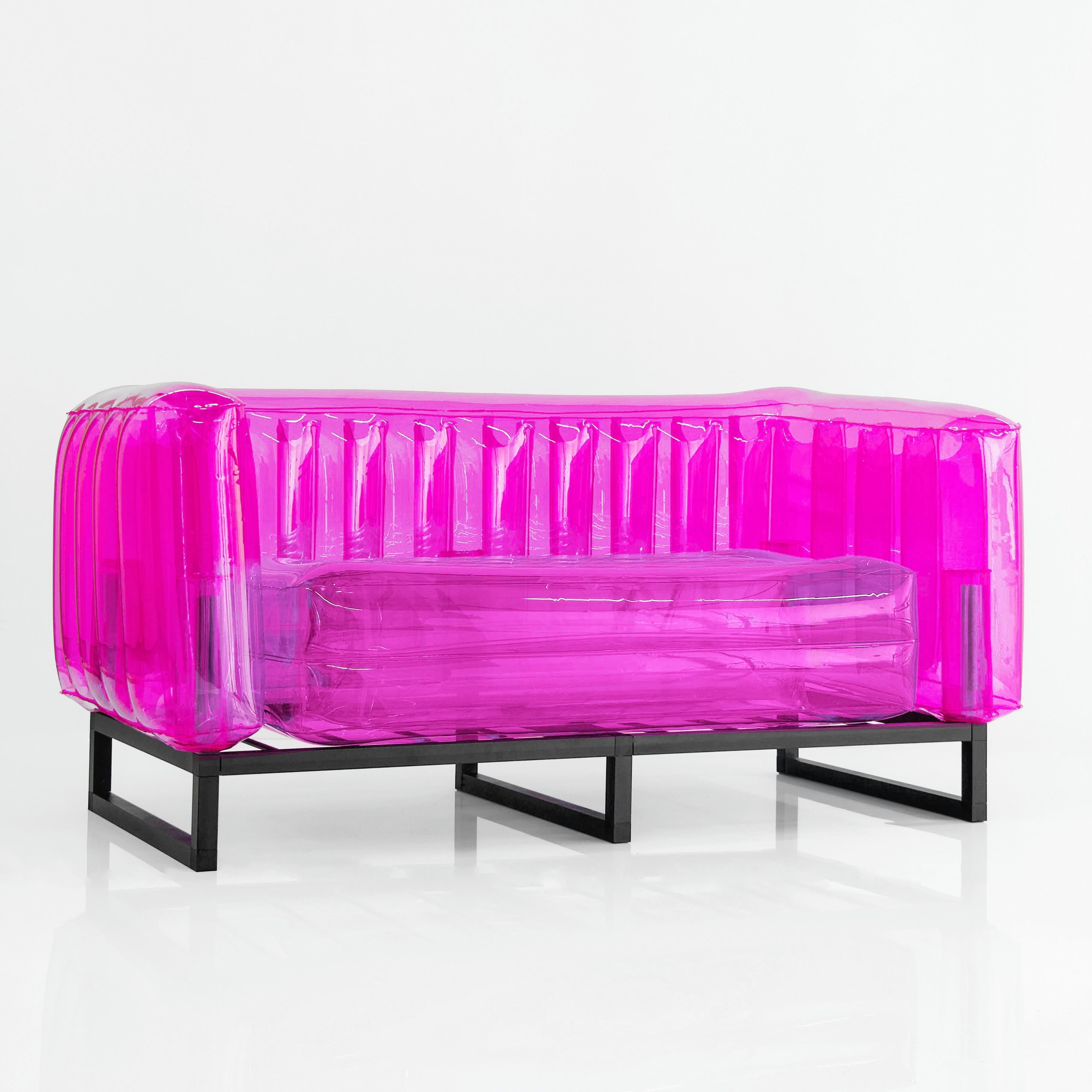 YOMI EKO - Canapé cadre aluminium assise thermoplastique rose crystal