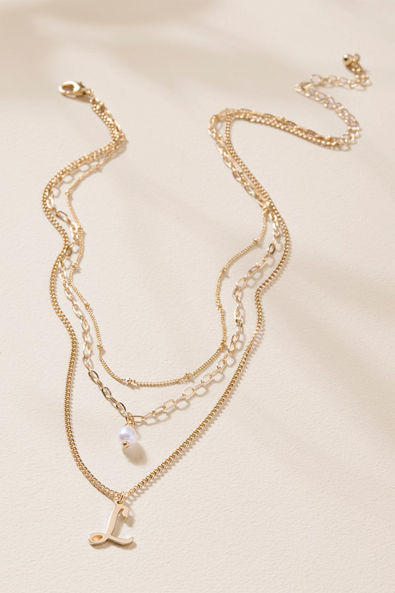 Clara Initial and Pearl Pendant Layered Necklace