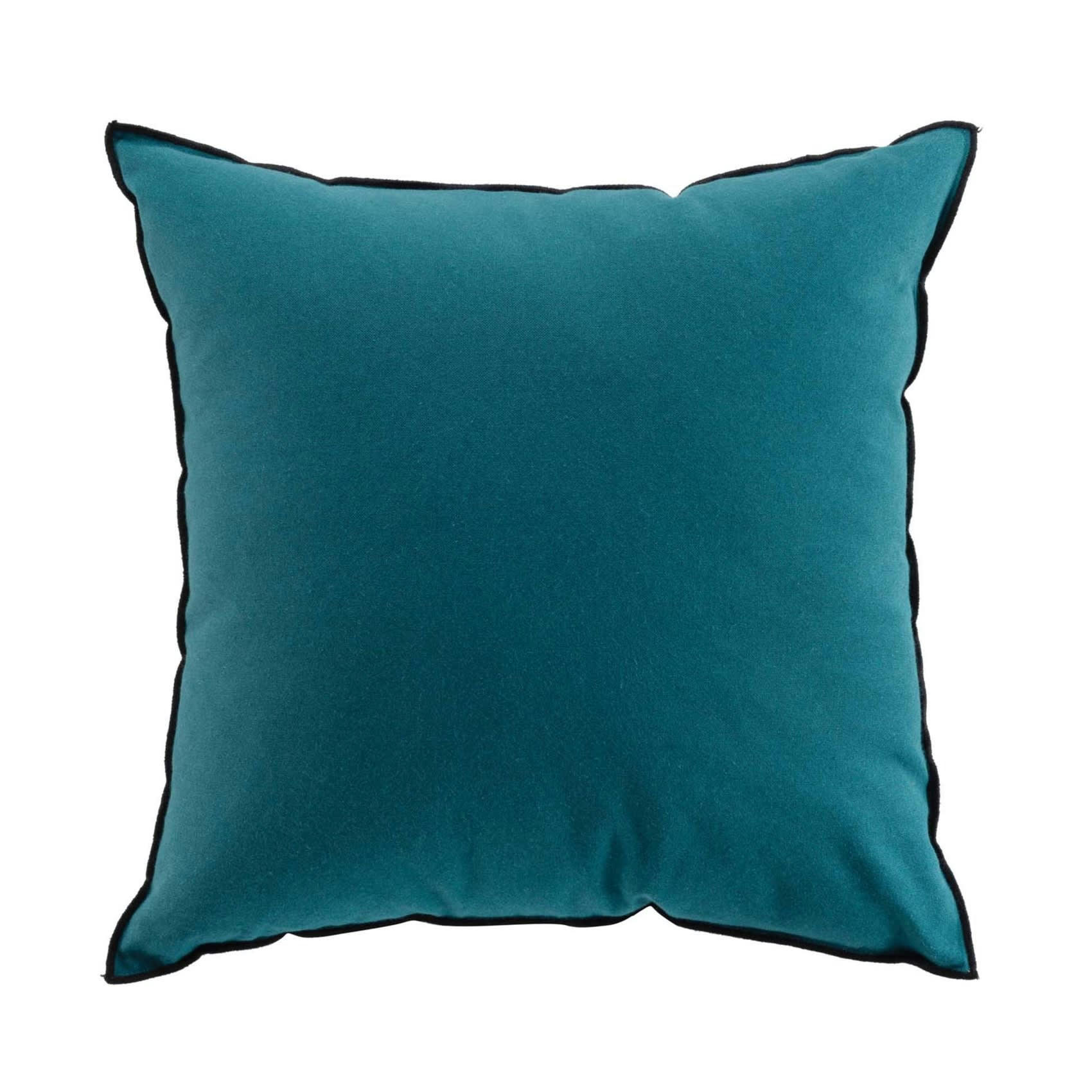 - Coussin avec surjet en coton recyclé bleu canard 50x50 cm