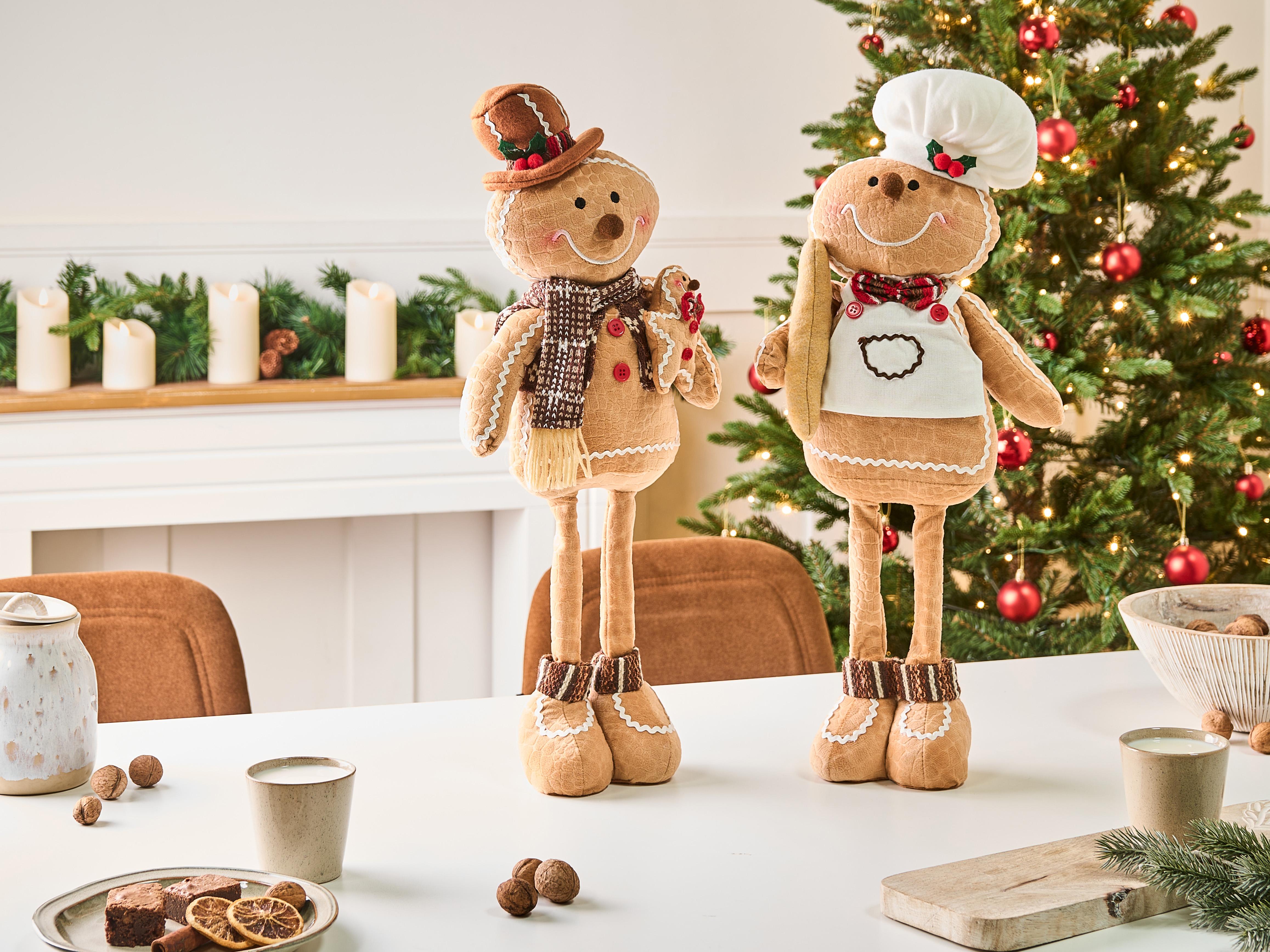 Set of 2 Christmas Decorations EIKEREN Gingerbread Man 55 cm Brown