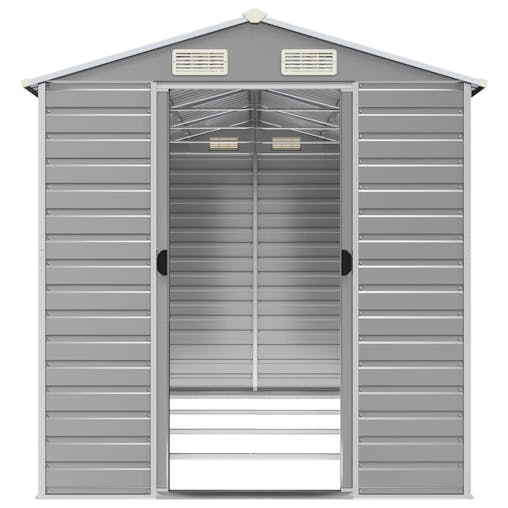 NNEVL Garden Shed Light Grey 191x385x198 cm Galvanised Steel