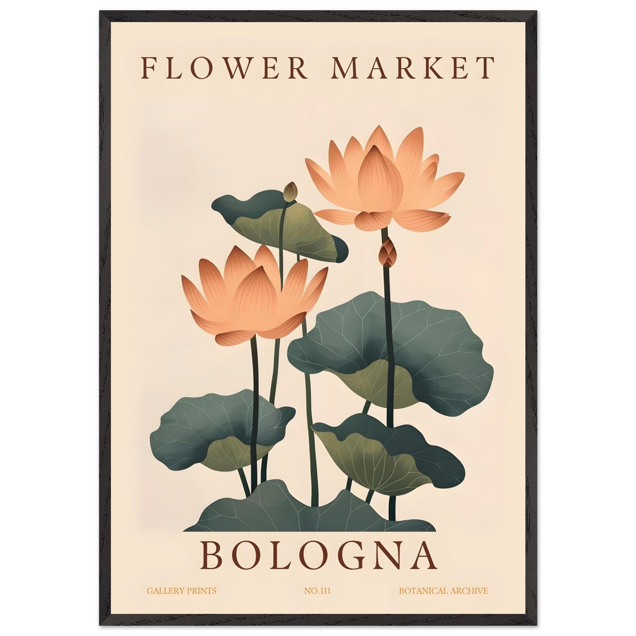 Artfulprints Poster met Lijst Flower market - Bologna  - 70x100 cm - Meerkleurig