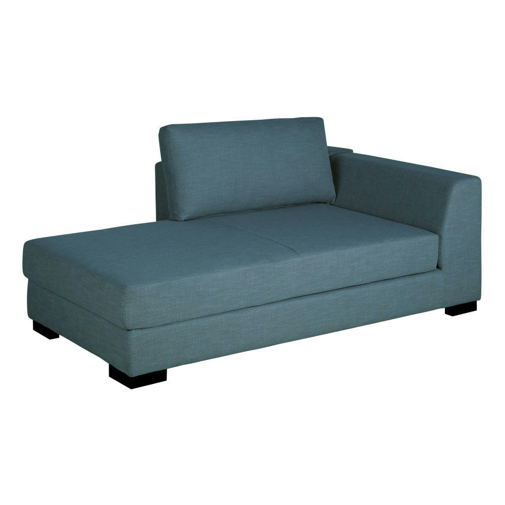 Terence - Méridienne-coffre droite pour canapé modulable bleu pétrole