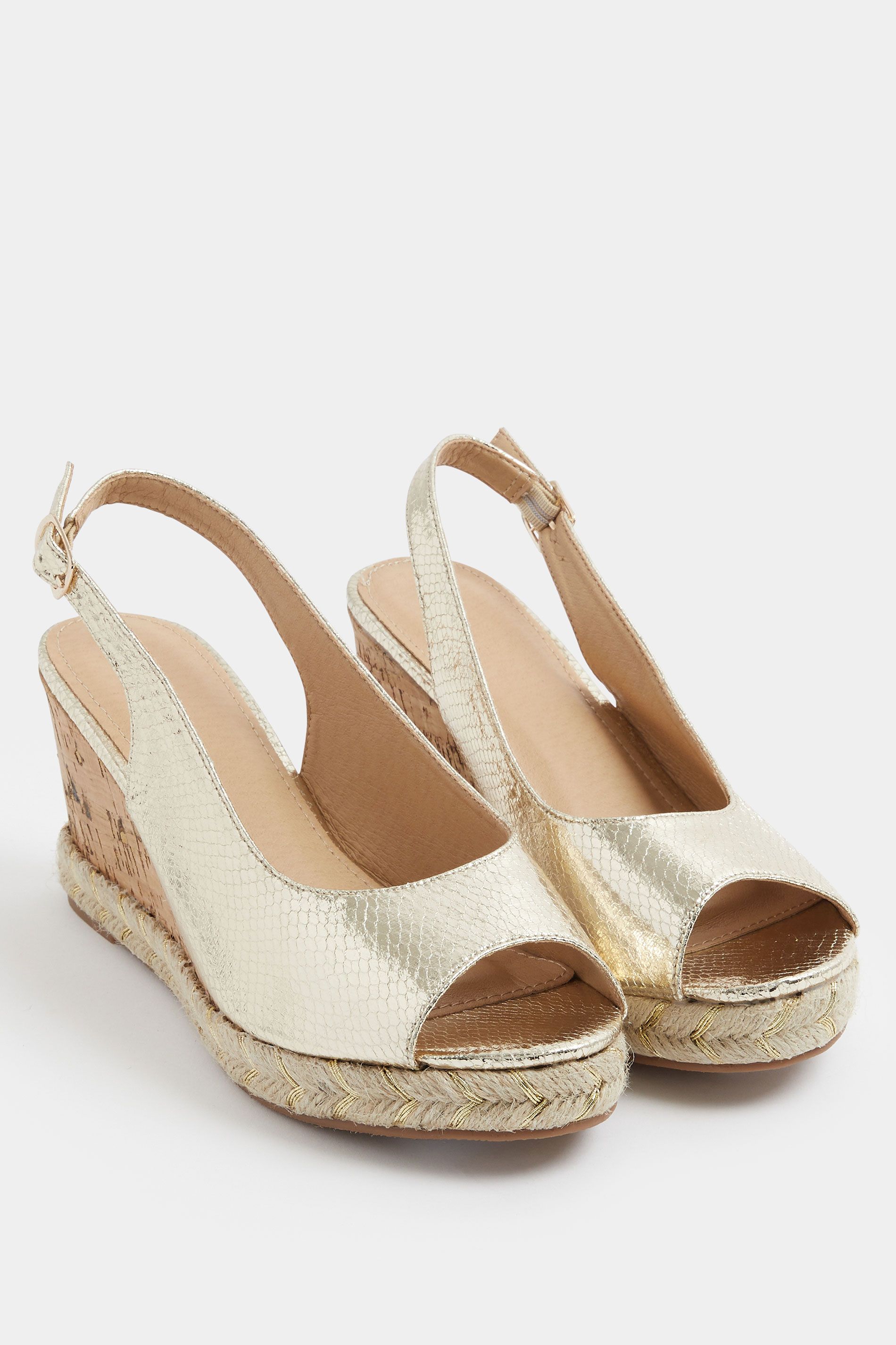 Yours Snake Wedge Sandals In Wide E Fit