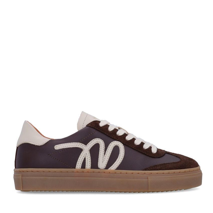 Manfield Bruine leren sneakers