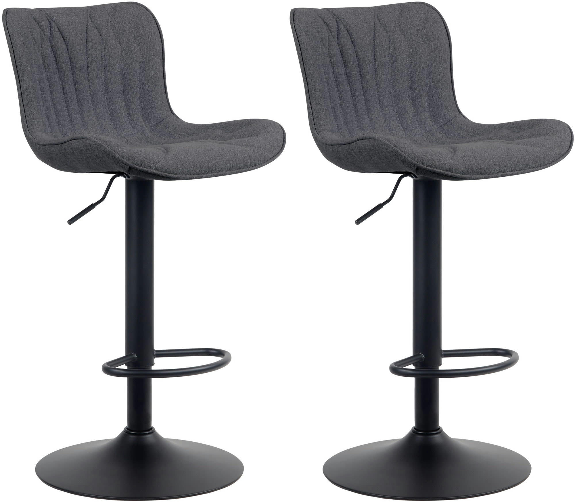 LINUS - Lot de 2 tabourets de bar ajustables en tissu Noir