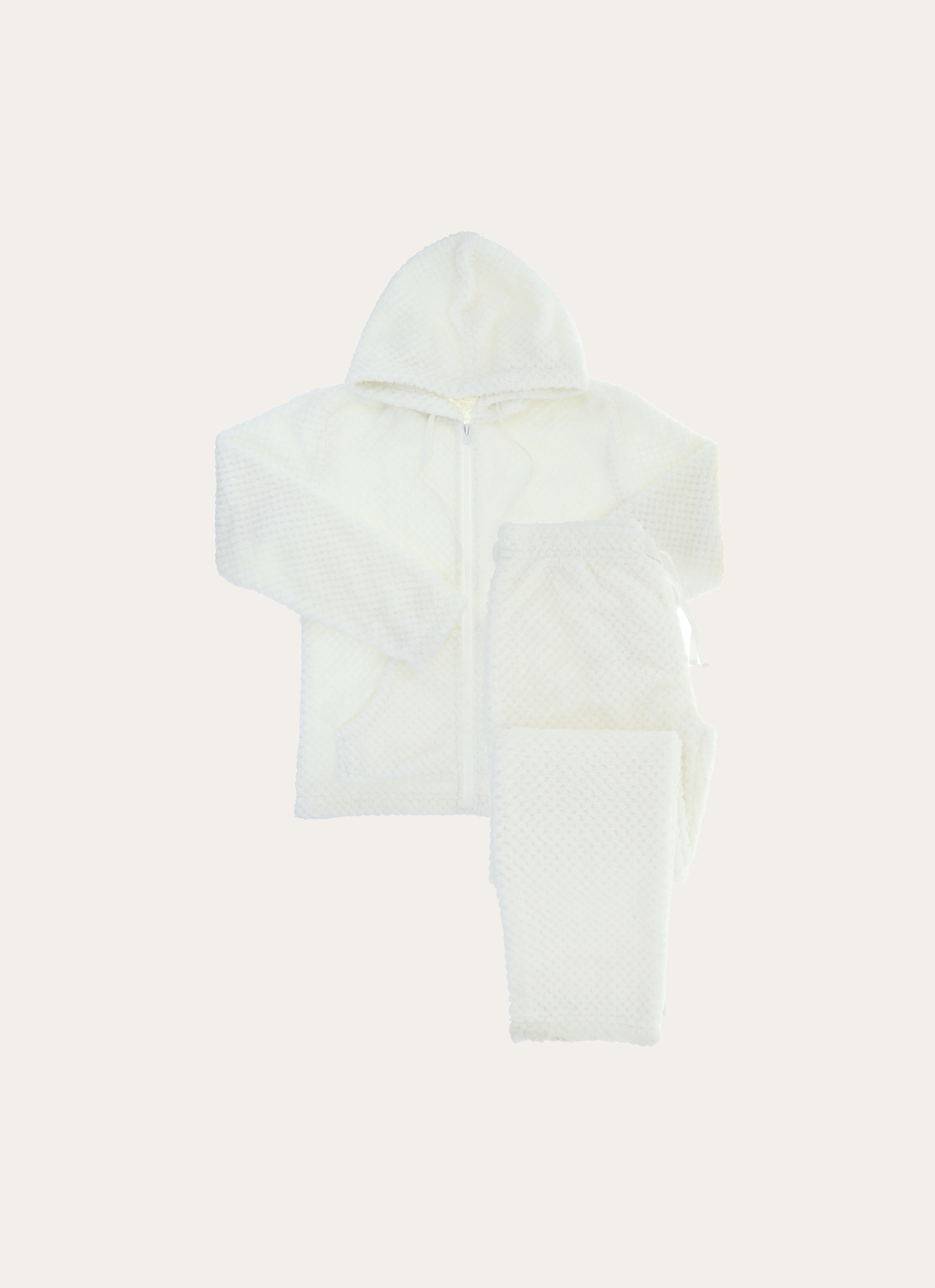 PANTALON DE PYJAMA EN POLAIRE FA?ON MOUTON ÉCRU