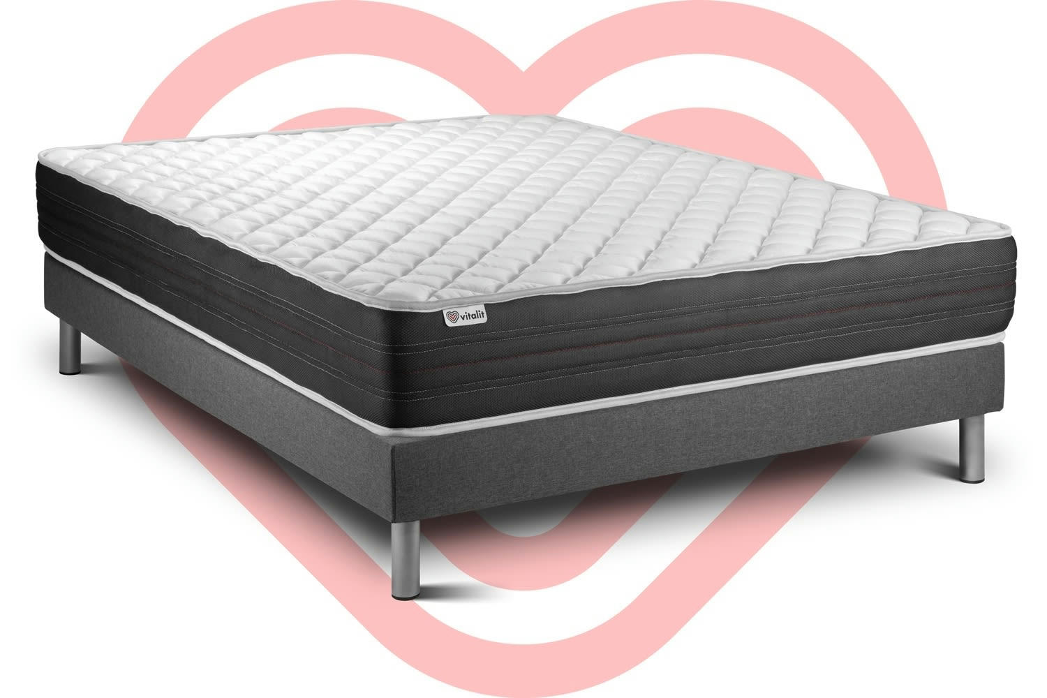 VITALMEMO ONE - Ensemble Mousse  à mémoire de forme 180x200cm kit Gris