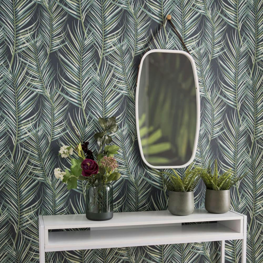 IDYLLIC - Miroir à suspendre en verre et bambou blanc 74x43cm