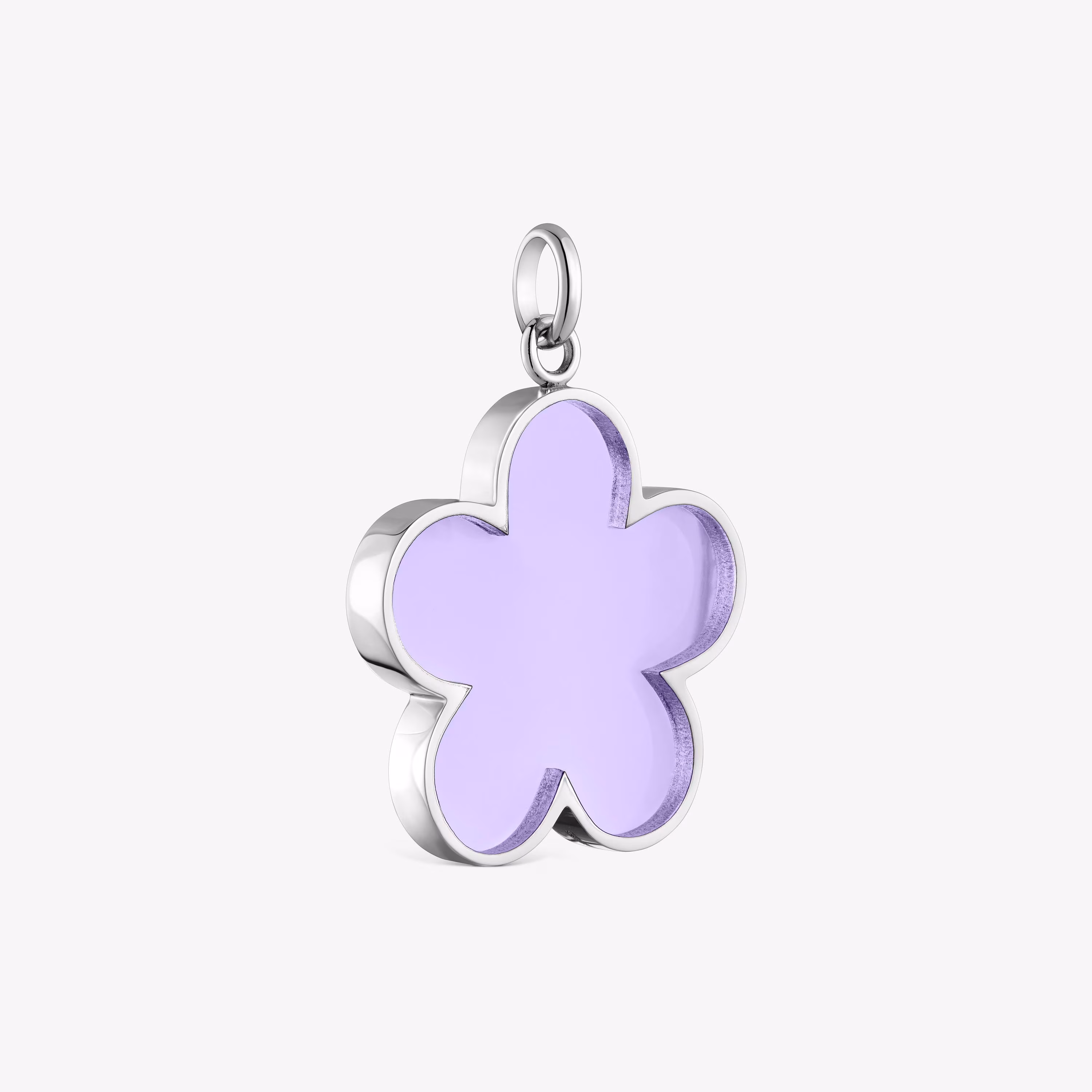 Colgante flor de acero y resina lila Galaxy