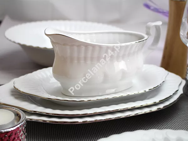 Serwis obiadowy na 12 osób (44 el.) Chodzież - Iwona B357 BW PLATYNOWA LINIA
