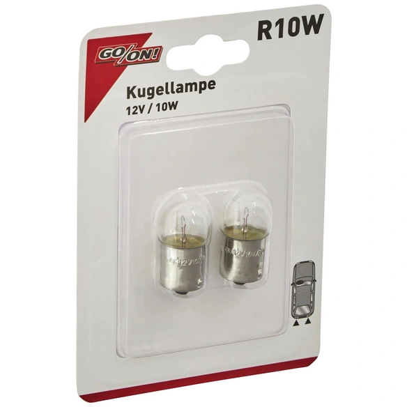 Kugellampe, R10W, BA15s, 10 W, 2 Stück