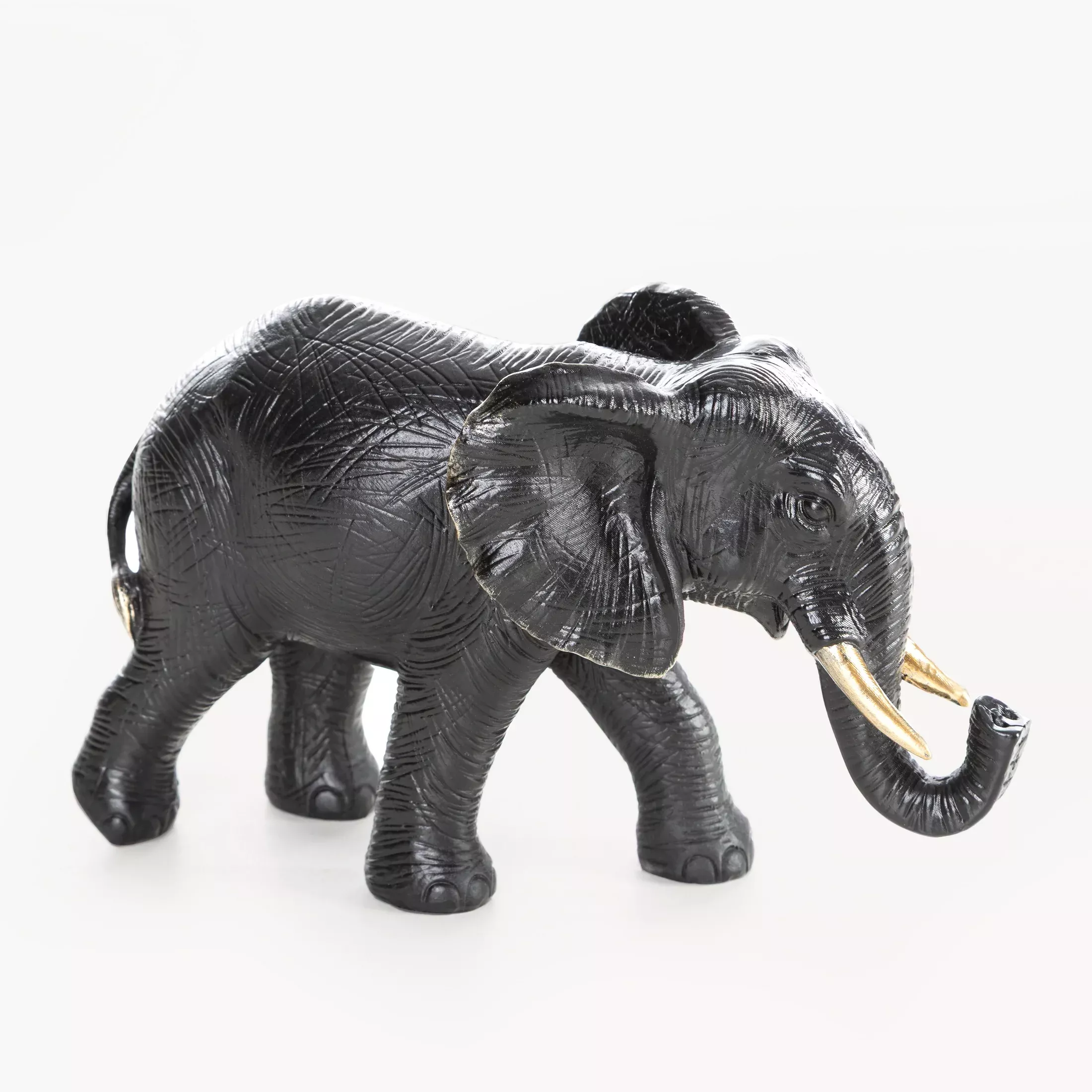 Figurka czarna Słoń 20x7x12 cm OLI
