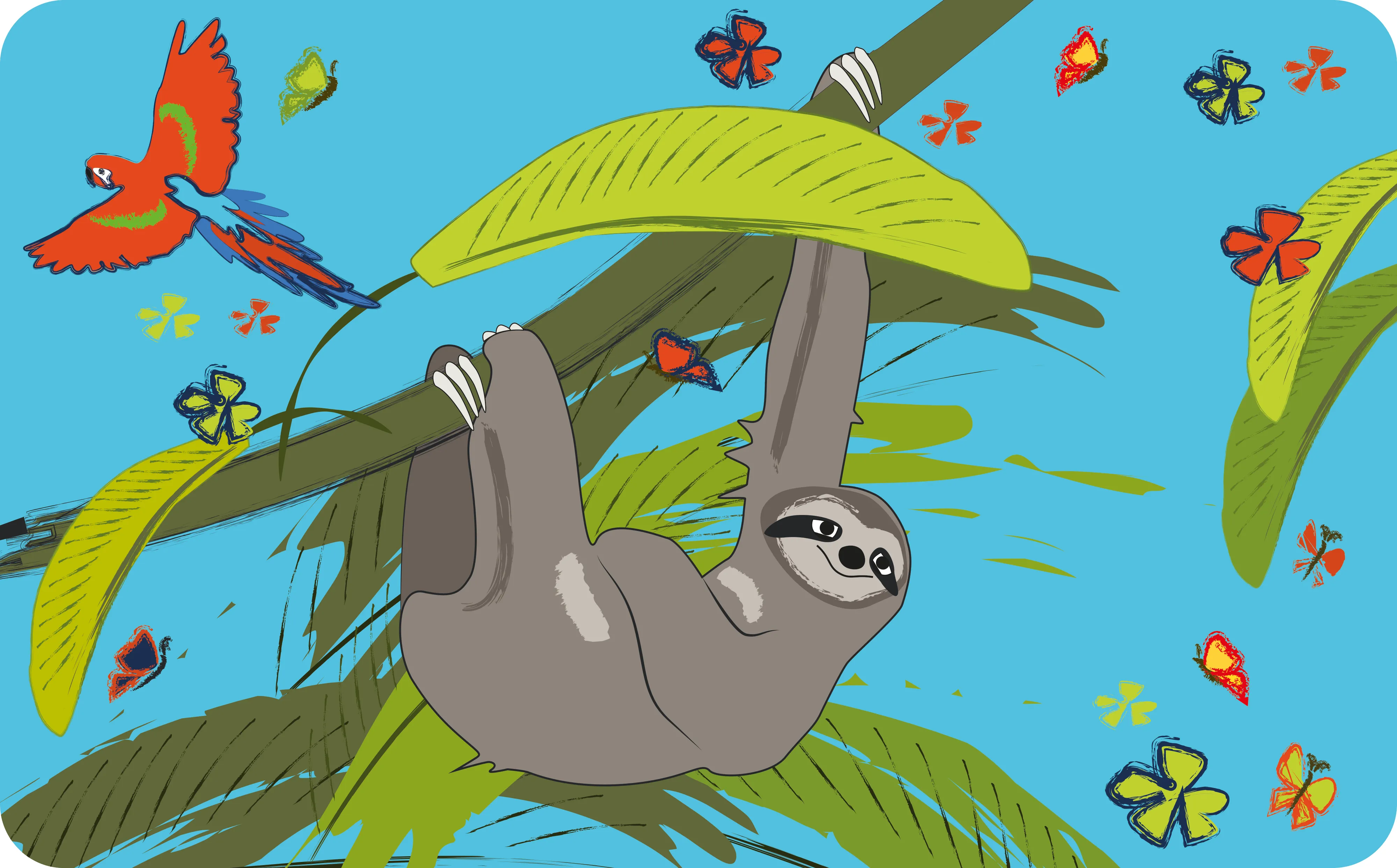 Kids cutlery set Sloth Tommi, 4-piece