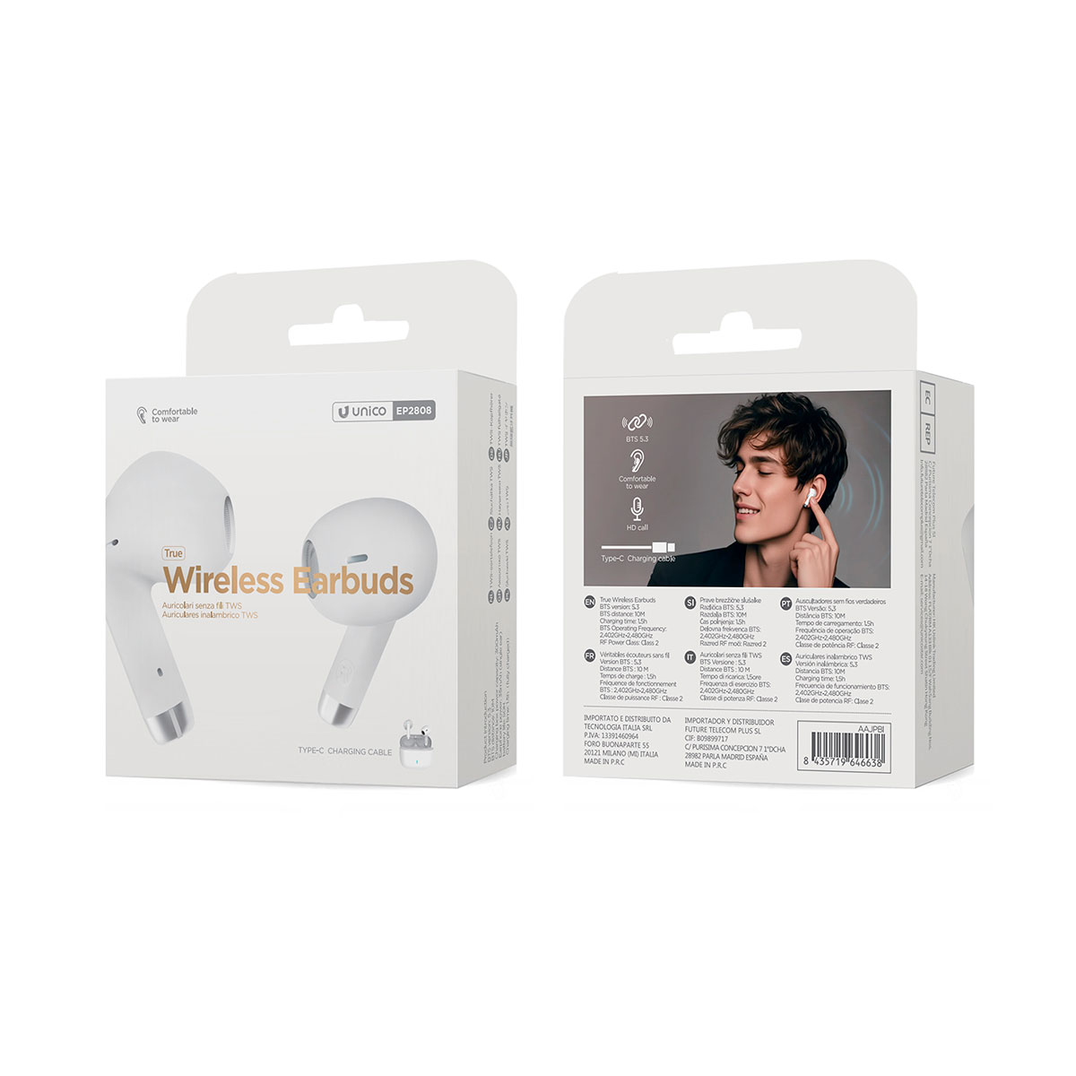 Auriculares Bluetooth Branco