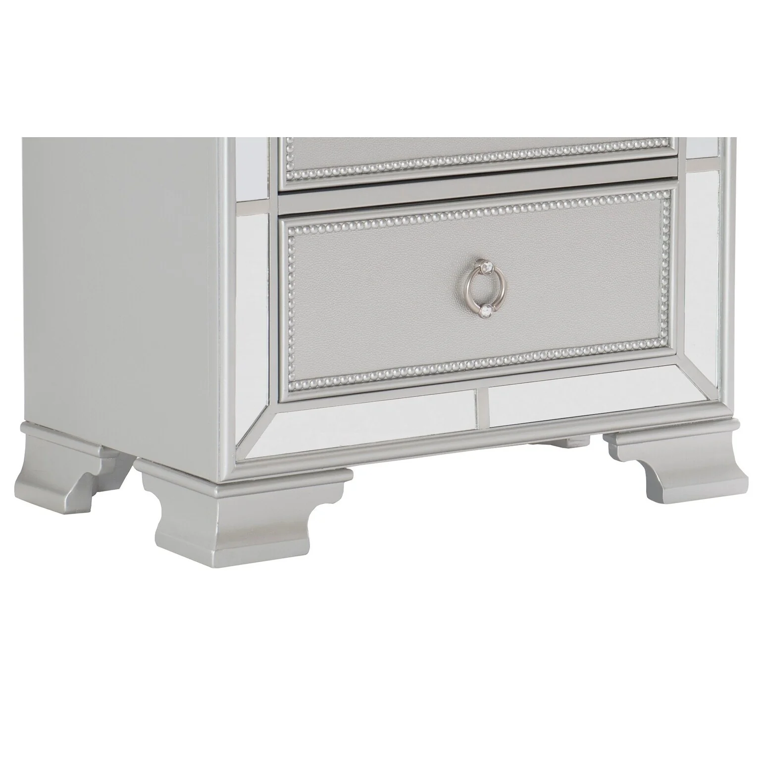 Modern Traditional Style 1pc Nightstand of 2 Drawers Embossed Textural Fronts Bed Side Table