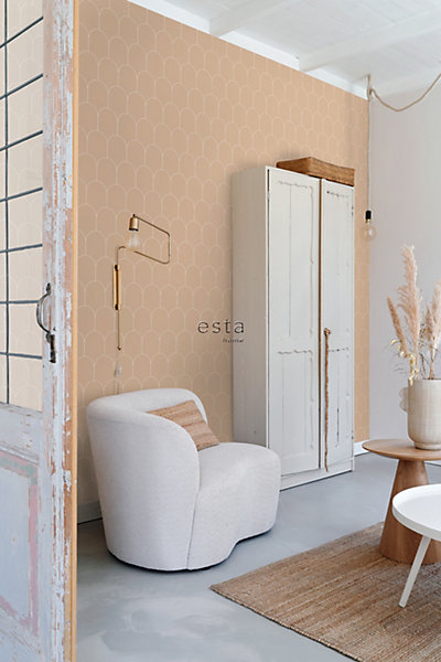 ESTAhome papier peint art déco terracotta claire 53 cm x 10.05 m