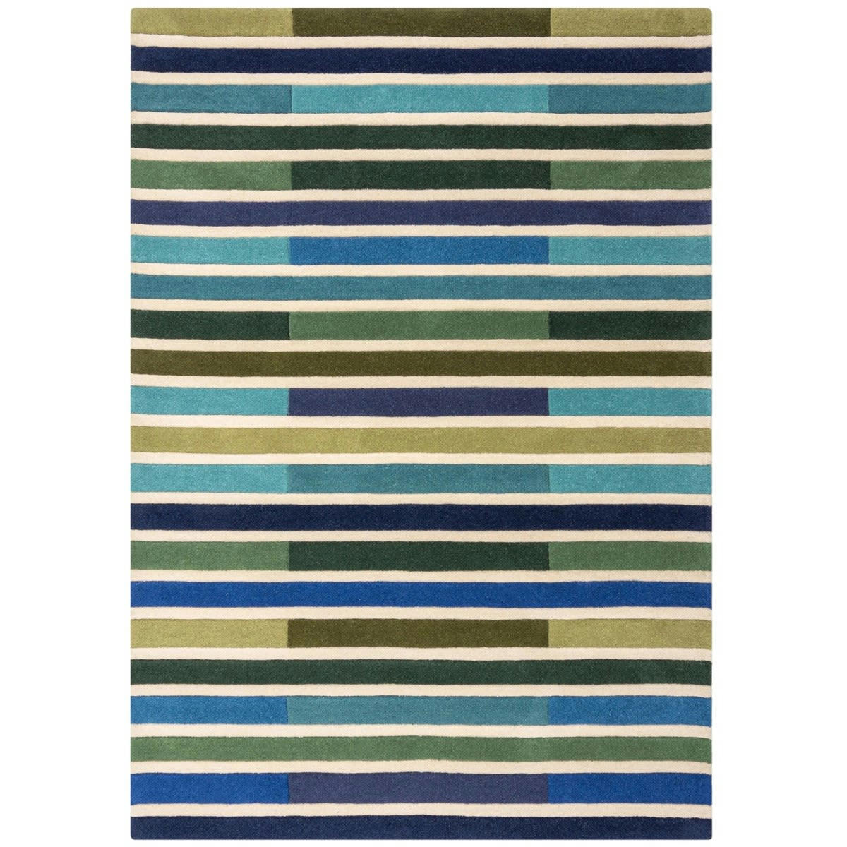 KEYO - Tapis de salon moderne en laine bleu 160x230 cm
