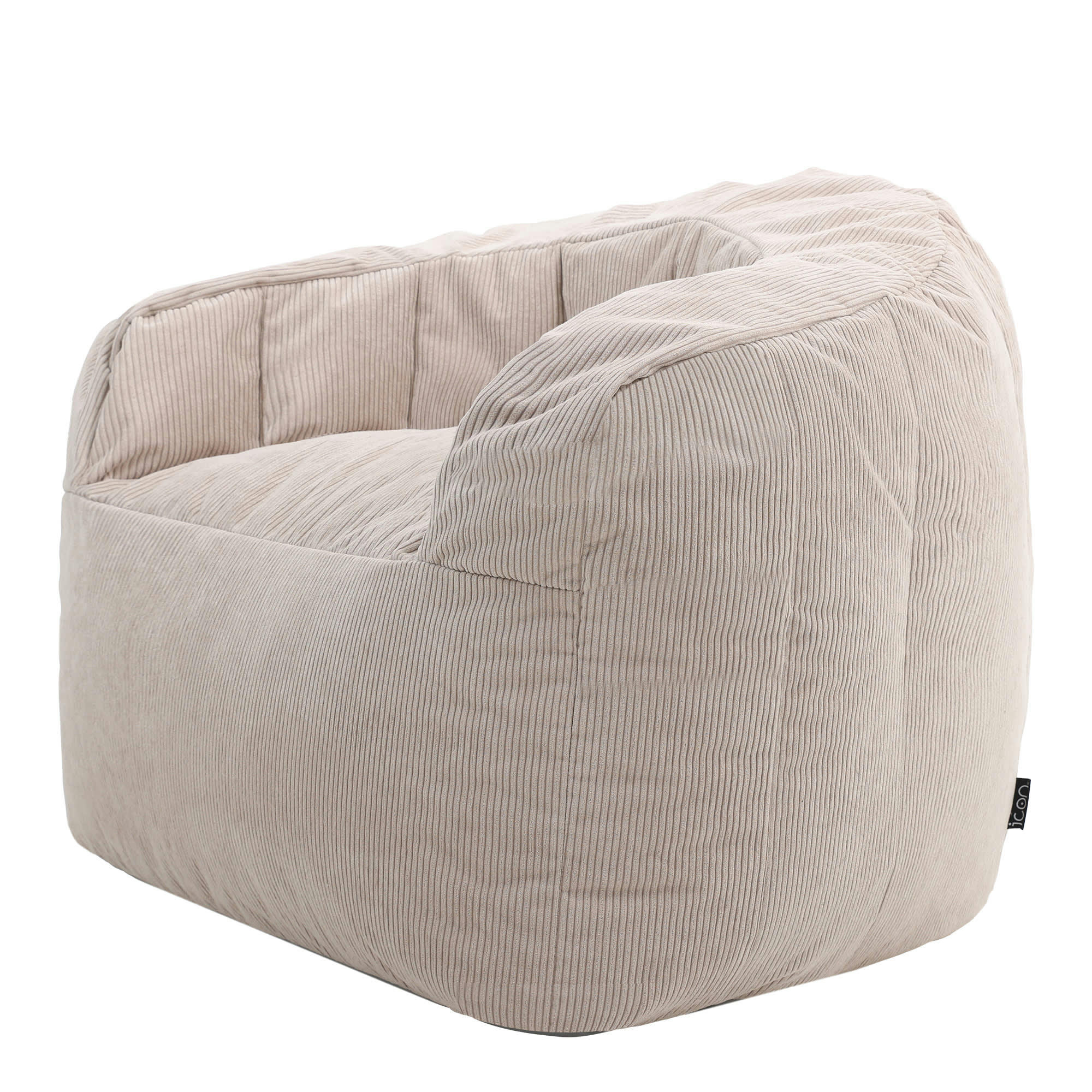 CLARA - Pouf fauteuil en velours finement côtelé beige