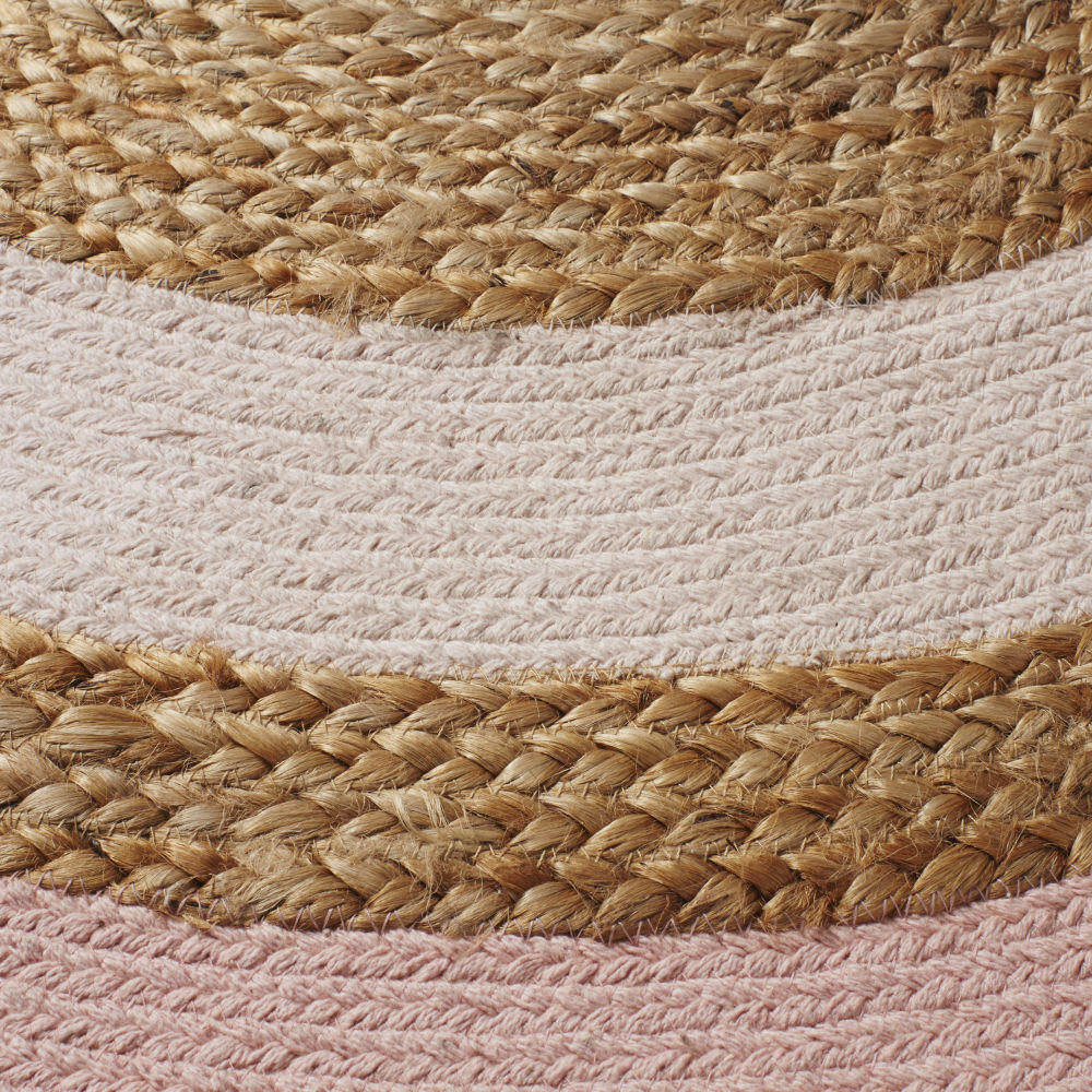 SAHARI - Tapis enfant rond en jute tressé et coton à pompons D100