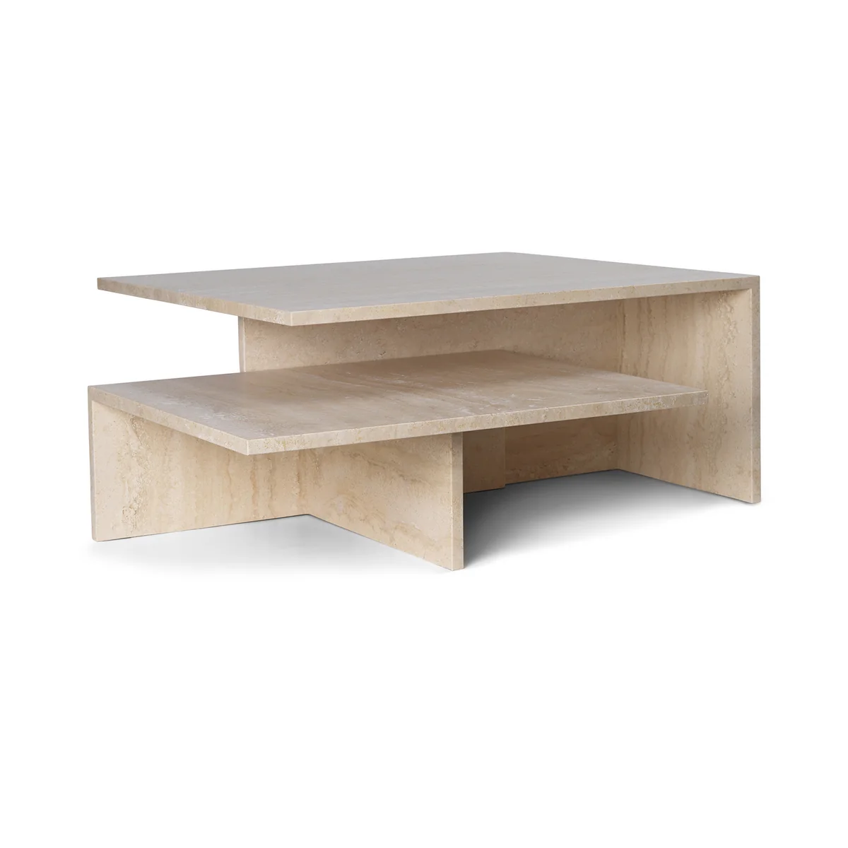 Ferm Living - Distinct Grande Duo Couchtisch, Travertin-Stein