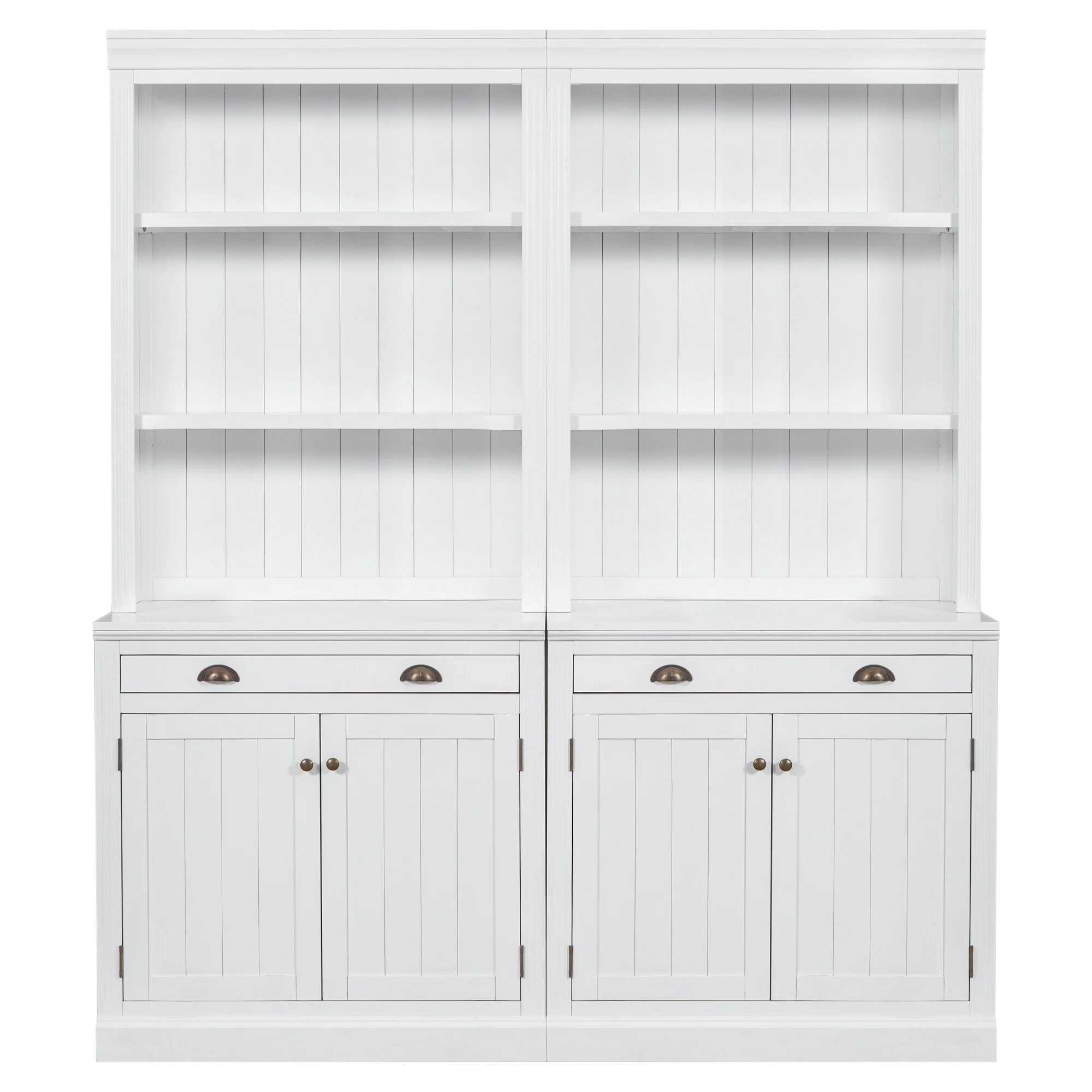 83.4Tall Bookshelf Suite, Modern Bookcase Suite with LED Lighting,Doors and Drawers,2-Piece Set Storage Bookcase