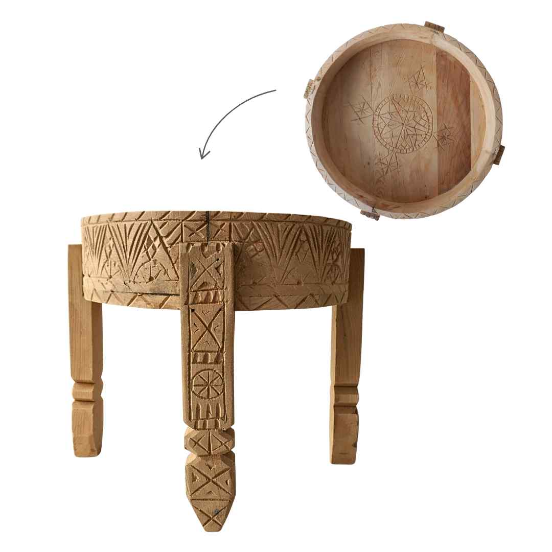 NOA MAY Bijzettafel Souk - naturel - hout - Ø 40 x h 37 cm