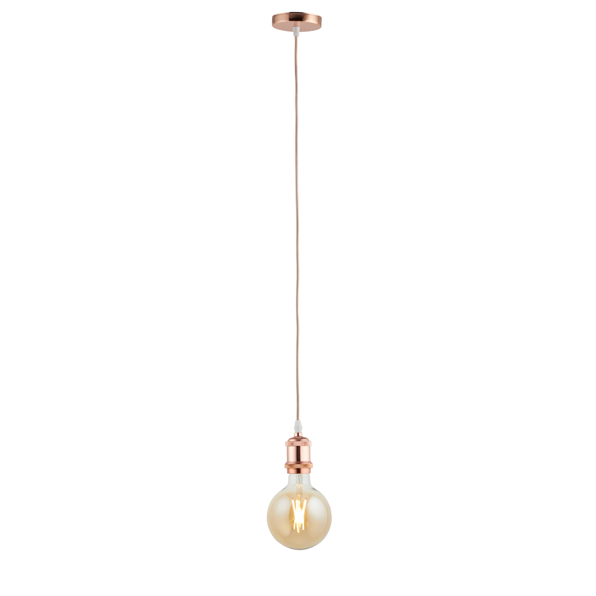 Lighto | Pendel Rosé Goud | Inclusief Lichtbron Goud | Vintage | 1.5m Snoer | Met Plafondkap