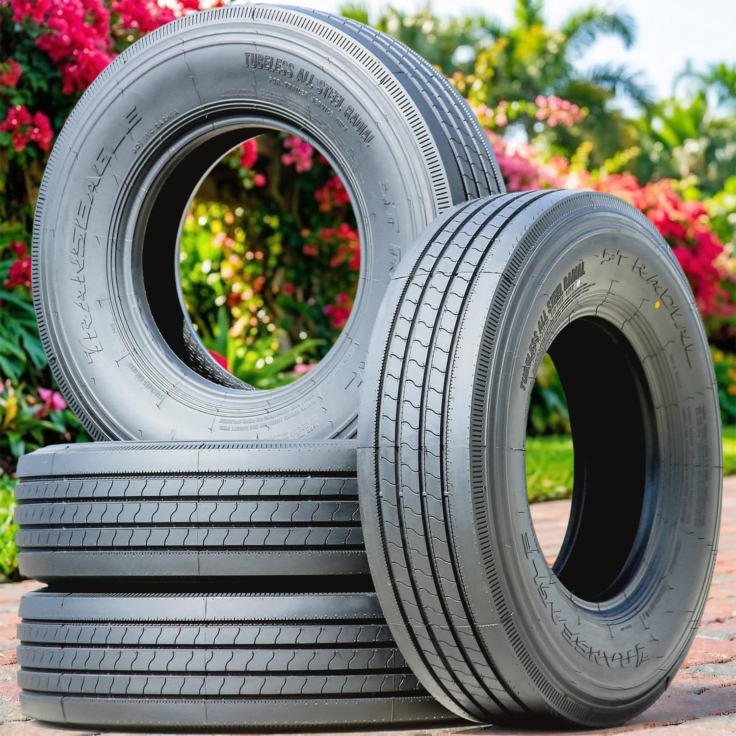 Set of 4 (FOUR) Transeagle ST Radial All Steel Heavy Duty Premium Trailer Radial Tires-ST225/75R15 225/75/15 225/75-15 123/119L Load Range G LRG 14-Ply BSW Black Side Wall