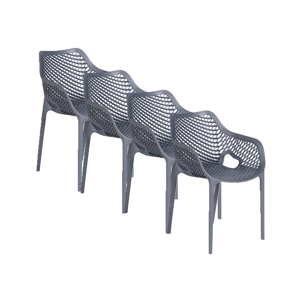 Garden Impressions tuinstoel Air XL donker grijs kunststof - 4 stuks